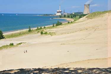 Distant view of the Michigan City Lighthouse