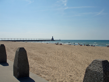 Michigan City Lighthouse and Lake Michigan