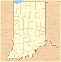 map of Indiana showing where the Falls fo Ohio is located
