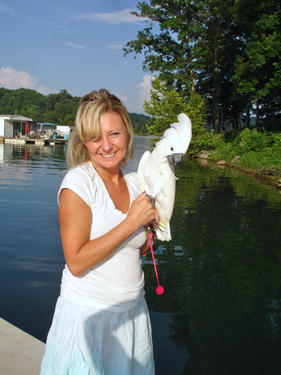 lady and a bird