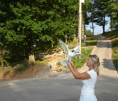 lady and a bird