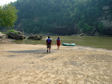 approaching the raft