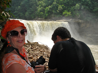 Karen Duquette and her grandson at Cumberland Falls