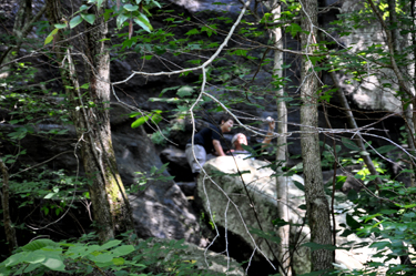 Lee and Alex in the woods.