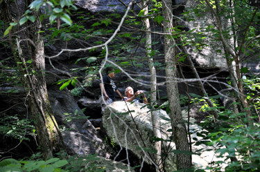 Lee and Alex in the woods.