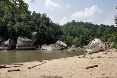 the beach area below Cumberland Falls