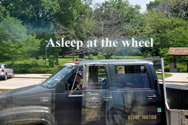 a driver asleep at the wheel