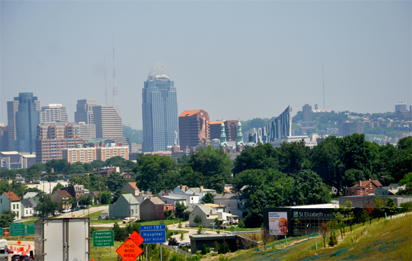 The two RV Gypsies drive through Cincinnati, Ohio