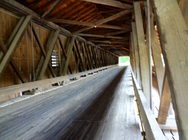 Crossing the Harpersfield Covered Bridge
