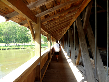 Crossing the Harpersfield Covered Bridge