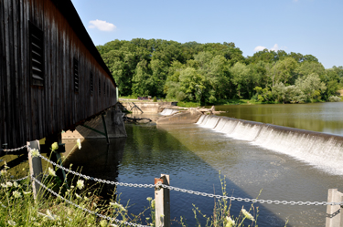 Crossing the Harpersfield Covered Bridge