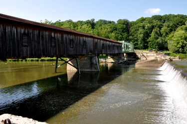 Crossing the Harpersfield Covered Bridge