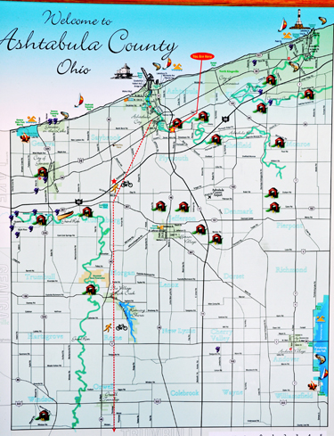 map - of the covered bridges in Ashtabula County