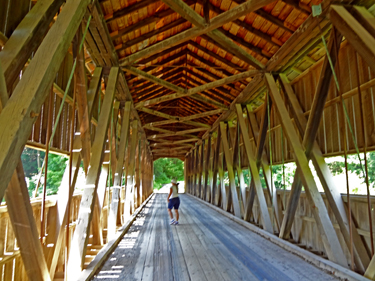 The grandson of the two RV Gypsies on the Middle Road Covered Bridge in Ohio