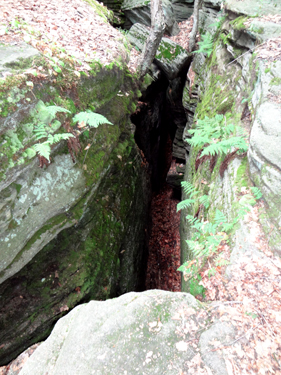 a deep crevice at Panama Rocks