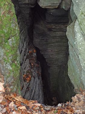 a deep crevice at Panama Rocks