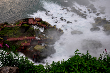 people far below the falls