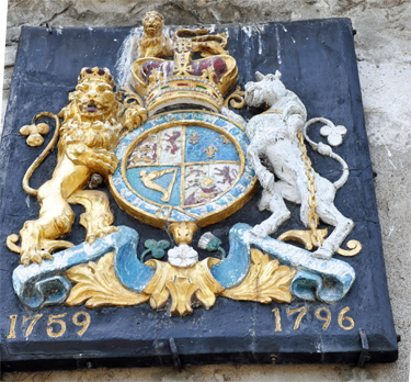 emblem above the building