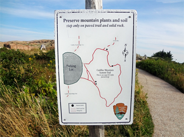 sign - Cadillac Mountain Summit trail