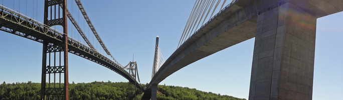 the Penobscot Narrows Bridge as seen from below