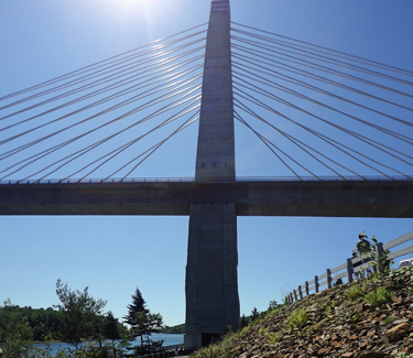 the Penobscot Narrows Bridge as seen from below