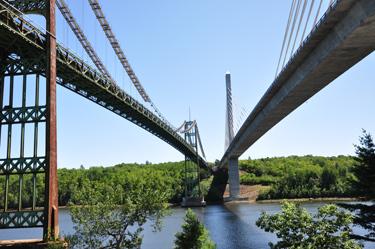 both bridges from the parking lot