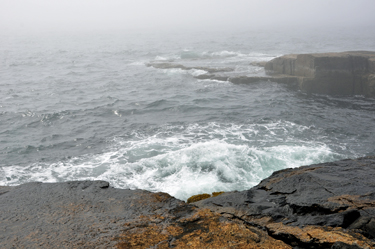 the pounding surf.