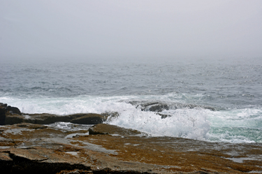 the pounding surf.