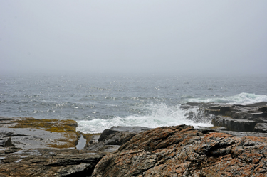 the pounding surf.