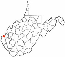 map showing location of Huntingotn, West Virginia