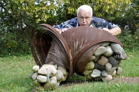 Lee Duquette checks out the scupture titled Lee