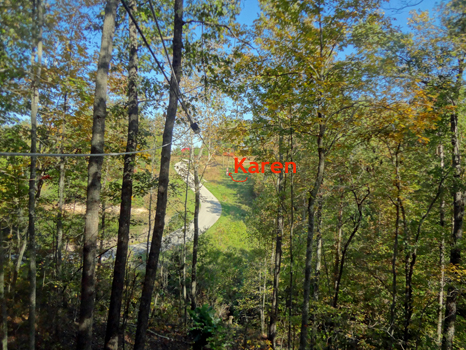 Karen Duquette on the zipline