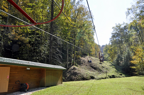 starting up the mountain on the skylift