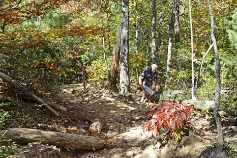 Lee Duquette hiking the trail to the Balanced Rock