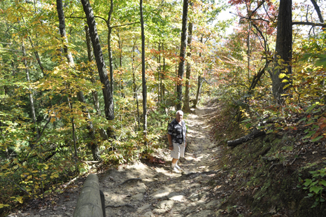 Lee Duquette hiking the trail to the Balanced Rock