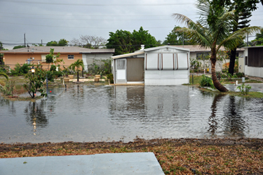 water almost entering the mobile homes