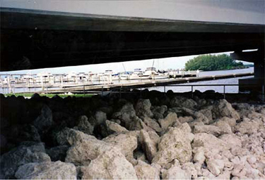 view of boats from under the pier