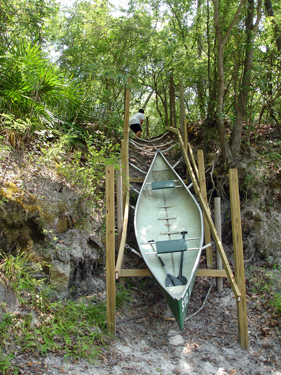 Alex hand-cranking the canoe down towards the Suwannee River