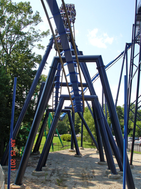 Karen and Alex on Batman roller coaster at Six Flags Over Georgia