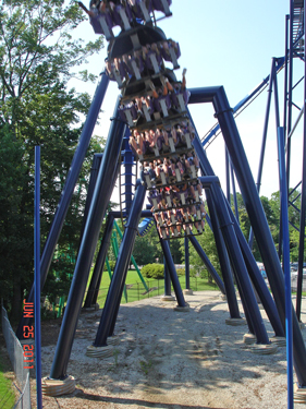 Karen and Alex on Batman roller coaster at Six Flags Over Georgia