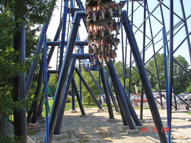 Karen and Alex on Batman roller coaster at Six Flags Over Georgia