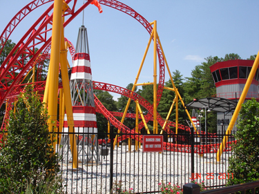 Karen and Alex on the Dare Devil Dive roller coaster