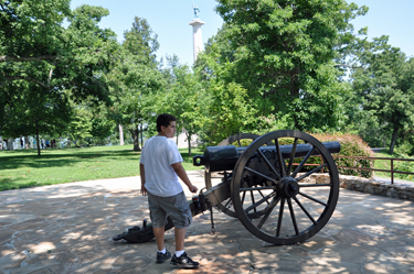 The grandson of the two RV Gypsies at Point Park near some of the cannons