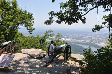 The grandson of the two RV Gypsies at Point Park near some of the cannons