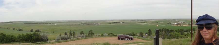 the two RV Gypsies' car and the surround landscape & Karen Duquette