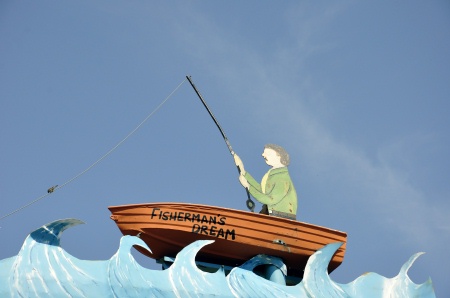 close-up of fisherman in boat at Fisherman's Dream