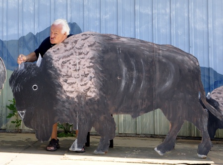 Lee Duquette and a buffalo