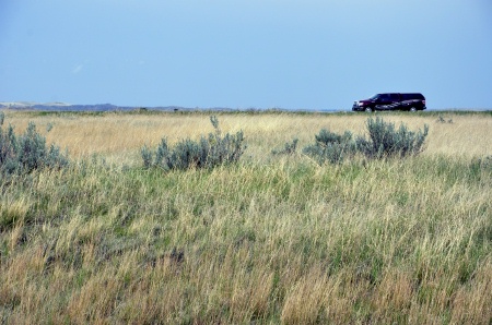 The toad of the two RV Gypsies at Medora Overlook, Theodore National Park