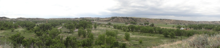 Highway I-94 as seen from Medora Overlook in Theodore National Park