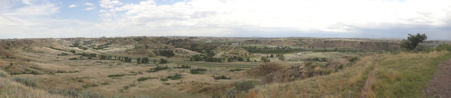 Highway I-94 as seen from Medora Overlook in Theodore National Park